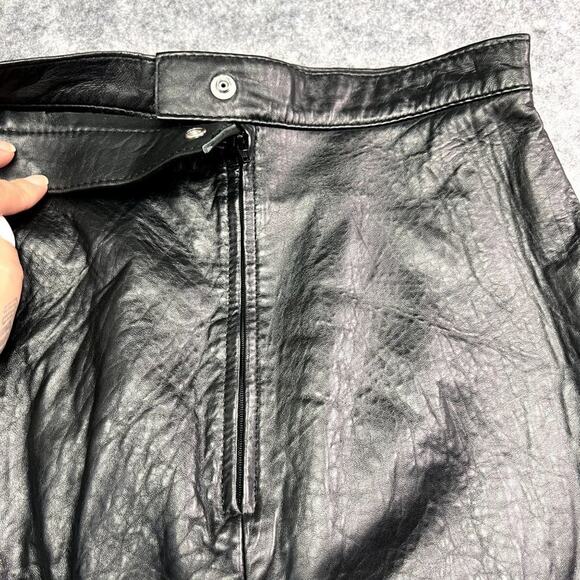 Sacha Midi Skirt Womens 26x29 Black Genuine Leather Lined Slit Zipper Pencil - Picture 8 of 11